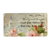 Weddings Hipster Rozen Rustige houten kleding Etiket (Voorkant)