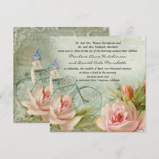 Weddings Hipster Rozen Rustige houten kleding Kaart (Voorkant / Achterkant)