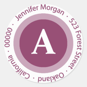 Weddings Monogram Return Address Boysenberry Ronde Sticker