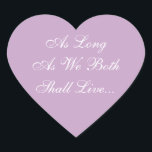 Weddings nodigt Lila uit Hart Sticker<br><div class="desc">Colour Coordinating Lila Wedding Lila and White Envelope Stickers - Wedding Service professionals proberen gewoonlijk om te ontcijferen: wat zijn dit jaar de beste design voor huwelijksstempels? Deze gedenkwaardige en maken je eigen bruiloft Lila en witgenot Envelopstellers die net zo goed uitnodigen voor bruiloft RSVP-briefkaarten als verschillende trouwstationskits. Lila en...</div>