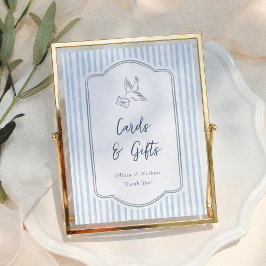 Weddingschild Whimsical Blue Stripes Cards & Gifts Poster