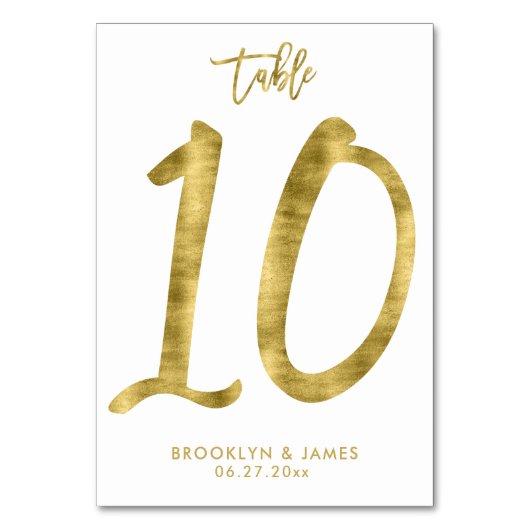 Weddingstabel Gold Foil-effect nummer 10 Kaart (Voorkant)