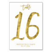 Weddingstabel Gold Foil-effect nummer 16 Kaart (Achterkant)