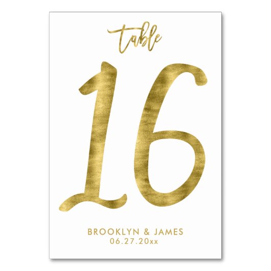 Weddingstabel Gold Foil-effect nummer 16 Kaart (Voorkant)