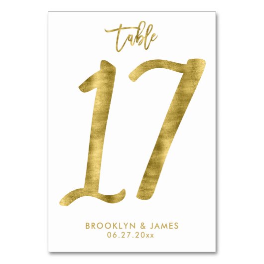 Weddingstabel Gold Foil-effect nummer 17 Kaart (Voorkant)