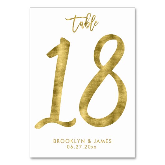 Weddingstabel Gold Foil-effect nummer 18 Kaart (Achterkant)