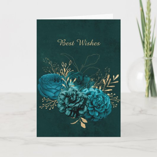 WeddingTeal Floral Rustic Gefeliciteerd Kaart (Voorkant)