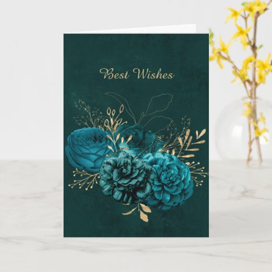 WeddingTeal Floral Rustic Gefeliciteerd Kaart (Gele Bloem)