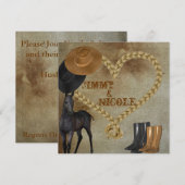 WEDDINVITATIE VOOR COWBOY EN Paarden Kaart (Voorkant / Achterkant)