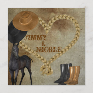WEDDINVITATIE VOOR COWBOY EN Paarden Kaart