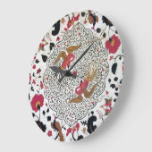 WEDEN/ELEGANT RODE ZWARTE WIT-STROMEN EN VOGELS GROTE KLOK (Hoek)