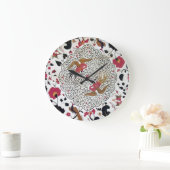 WEDEN/ELEGANT RODE ZWARTE WIT-STROMEN EN VOGELS GROTE KLOK (Huis)