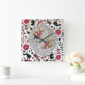 WEDEN/ELEGANT RODE ZWARTE WIT-STROMEN EN VOGELS VIERKANTE KLOK (Huis)