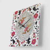 WEDEN/ELEGANT RODE ZWARTE WIT-STROMEN EN VOGELS VIERKANTE KLOK (Hoek)