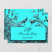 WEDENDE TORTELDUIFJES MONOGRAM zwart-wit blauw Briefkaart (Voorkant / Achterkant)