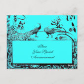 WEDENDE TORTELDUIFJES MONOGRAM zwart-wit blauw Briefkaart (Achterkant)