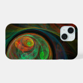 Wedergeboorte Groen Abstracte Kunst iPhone 15 Case (Achterkant horizontaal)