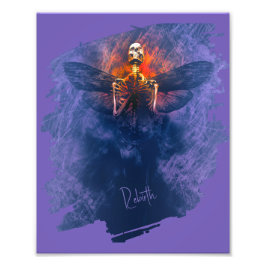 Wedergeboorte. Skelet met opstijgende vleugels Foto Afdruk