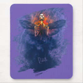 Wedergeboorte. Skelet met opstijgende vleugels Muismat