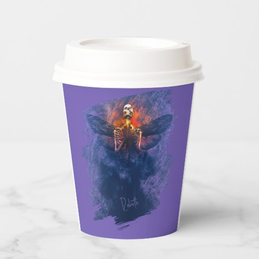 Wedergeboorte. Skelet met opstijgende vleugels Papieren Bekers (Voorkant)