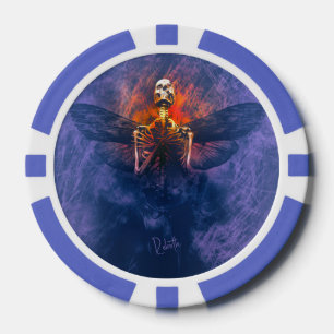 Wedergeboorte. Skelet met opstijgende vleugels Poker Chips