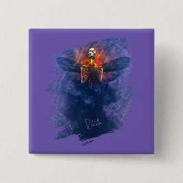 Wedergeboorte. Skelet met opstijgende vleugels Vierkante Button 5,1 Cm