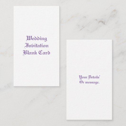 WEDERINVITATIEBLANK ENCLOSURE-KAART INFORMATIEKAARTJE (Voorkant / Achterkant)