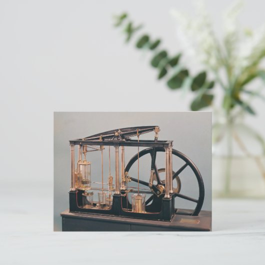 Wederopbouw van de stoommotor van James Watt Briefkaart (Staand voorkant)
