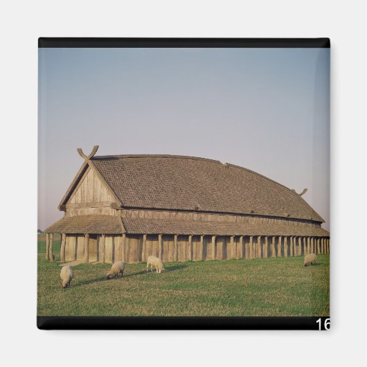 Wederopbouw van een 11e eeuw Viking-huis Magneet (Voorkant)