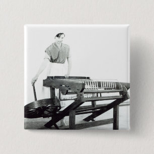 Wederopbouw van Hargreaves's 'Spinning Jenny' Vierkante Button 5,1 Cm