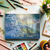 Wederopstanding Dag Pasen Lam Leeuw Kruis Folie Feestdagenkaart