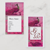 WEDERVERLIES PEACOCKS MONOGRAM Pink Fuchsia Pearl Visitekaartje (Voorkant / Achterkant)