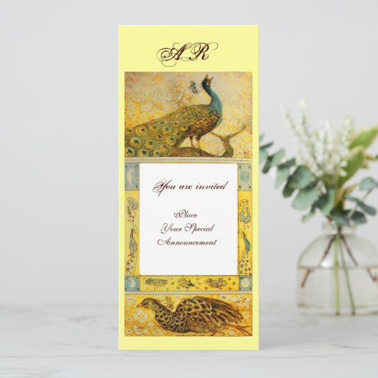 WEDERZIJDSE PEACOCKS MONOGRAM, bruin wit geel Kaart (Staand voorkant)