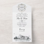 Wederzijdse Trouw Monogram Crest All In One Uitnodiging (Binnen)
