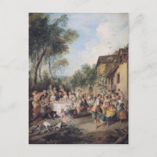 Wedfeest in het dorp briefkaart