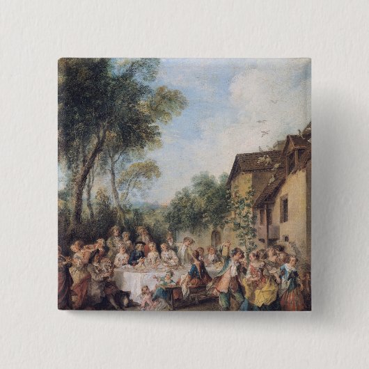 Wedfeest in het dorp vierkante button 5,1 cm (Voorkant)