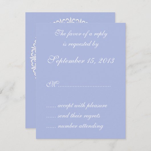 Wedgewood Blue 1 Wedding RSVP Kaarten (Voorkant / Achterkant)