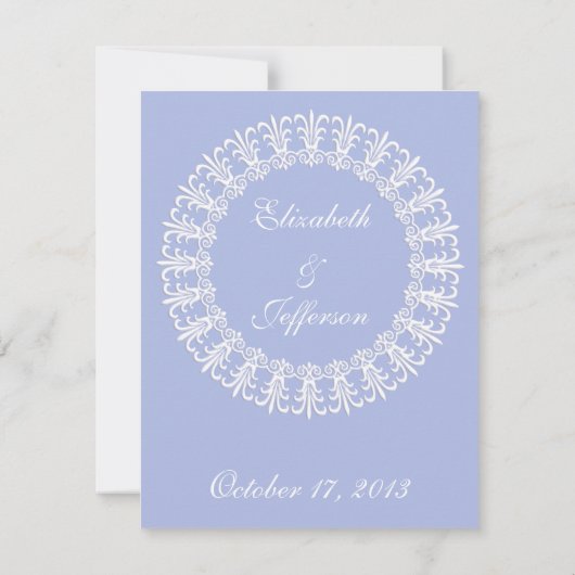 Wedgewood Blue 1 Wedding RSVP Kaarten Kaartje (Achterkant)