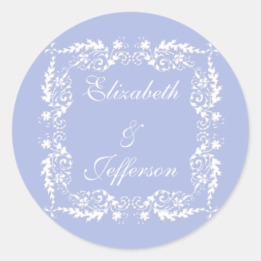Wedgewood Blue 2 Wedding Envelope Seal/Sticker Ronde Sticker (Voorkant)