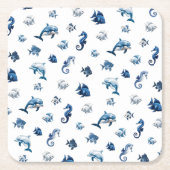 Wedgewood Blue Ocean Creatures! Kartonnen Onderzetters (Voorkant)