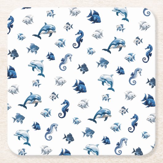 Wedgewood Blue Ocean Creatures! Kartonnen Onderzetters (Voorkant)