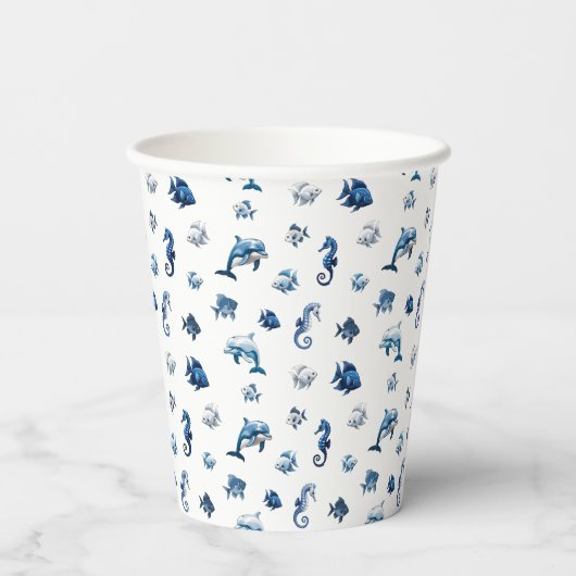 Wedgewood Blue Ocean Creatures! Papieren Bekers (Achterkant)