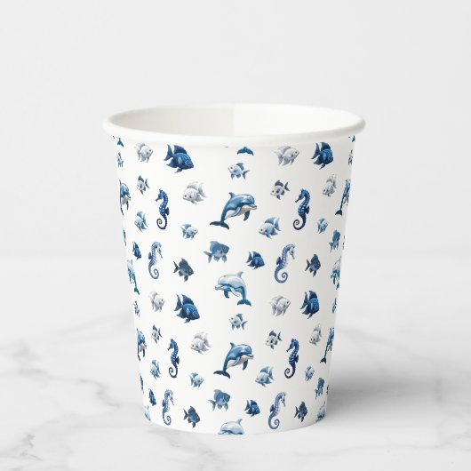 Wedgewood Blue Ocean Creatures! Papieren Bekers (Links)