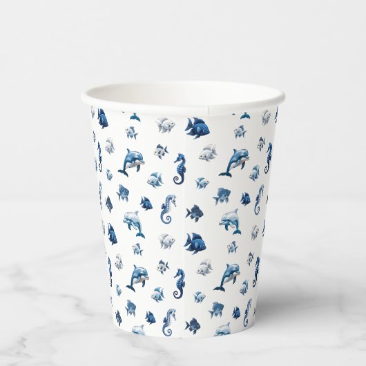 Wedgewood Blue Ocean Creatures! Papieren Bekers (Rechts)