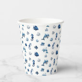 Wedgewood Blue Ocean Creatures! Papieren Bekers (Voorkant)