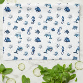 Wedgewood Blue Ocean Creatures! Theedoek (Gevouwen)