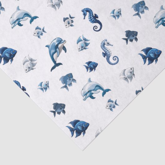 Wedgewood Blue Ocean Creatures! Tissuepapier (Detail)