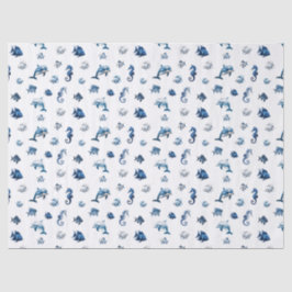 Wedgewood Blue Ocean Creatures! Tissuepapier