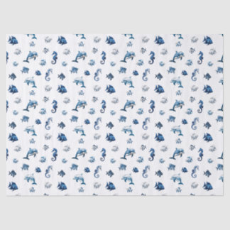 Wedgewood Blue Ocean Creatures! Tissuepapier