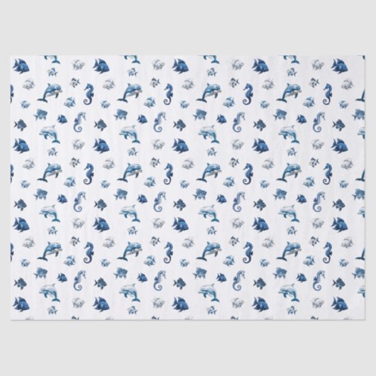 Wedgewood Blue Ocean Creatures! Tissuepapier (Voorkant)